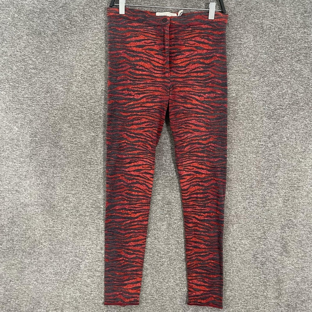 Kenzo X H&M Leggings Womens 8 Red Tiger Animal Print Wool Knit Ankle Stretch